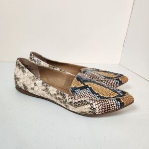 Steve Madden Feather Snakeskin Pointy Toe Loafers Flats Shoes Size 5.5 Office